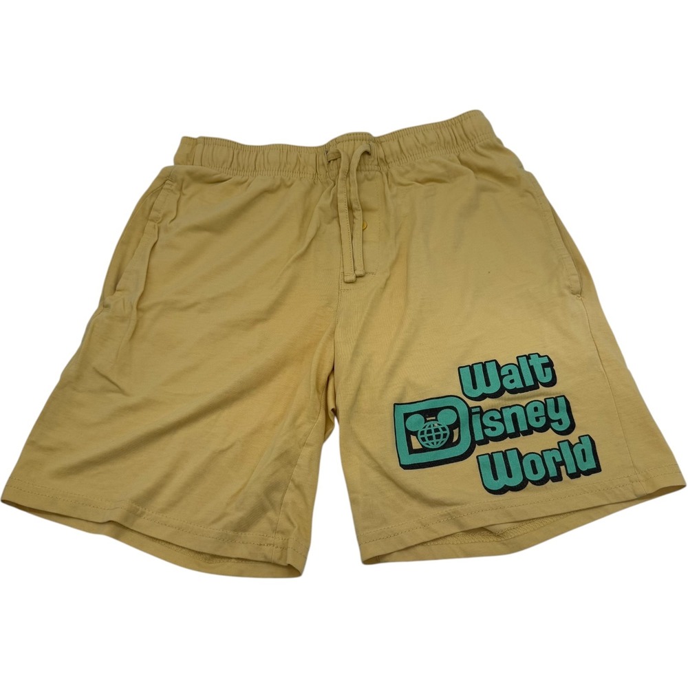 Disney Walt Disney World Shorts‎ Yellow Retro Logo Knit Drawstring Kids Medium